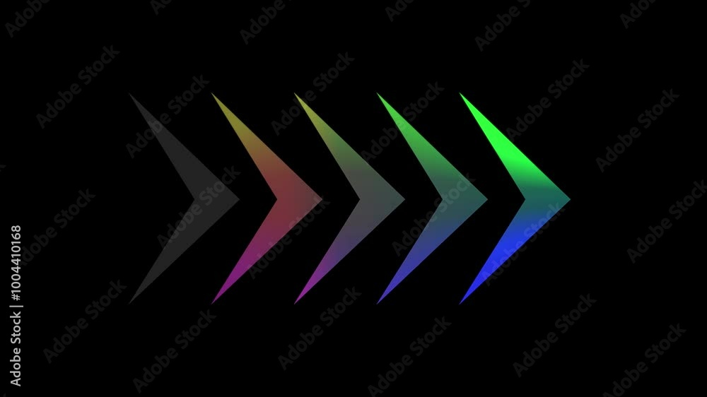 Glowing direction arrow animation on black background with 4 gradient color
Glowing direction arrow animation on black background with 4 gradient color