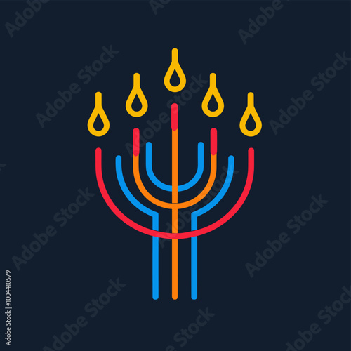 Hanukkah candelabrum flat icon. Vector illustration.