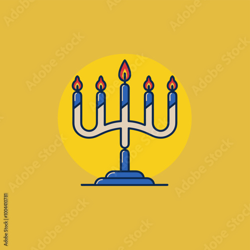 Hanukkah candelabrum flat icon. Vector illustration.