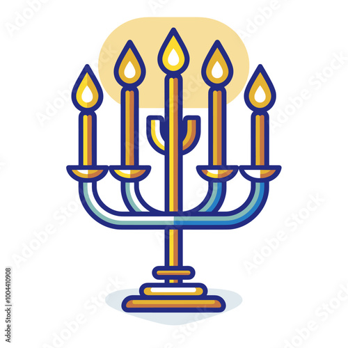 Hanukkah candelabrum flat icon. Vector illustration.