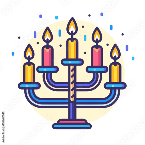 Hanukkah candelabrum flat icon. Vector illustration.