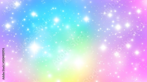 Magical Rainbow Gradient Background with Sparkling Stars