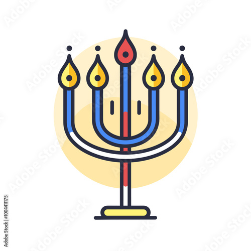 Jewish holiday Hanukkah. Candelabra. Vector illustration.