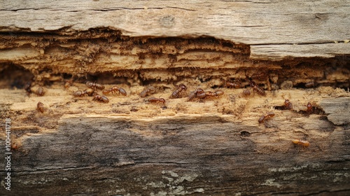 Termites are eating the wood of the house. They destroy houses, wooden parts and destroy wood products