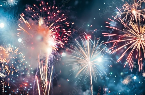 Fireworks Display With Smoke and Bokeh