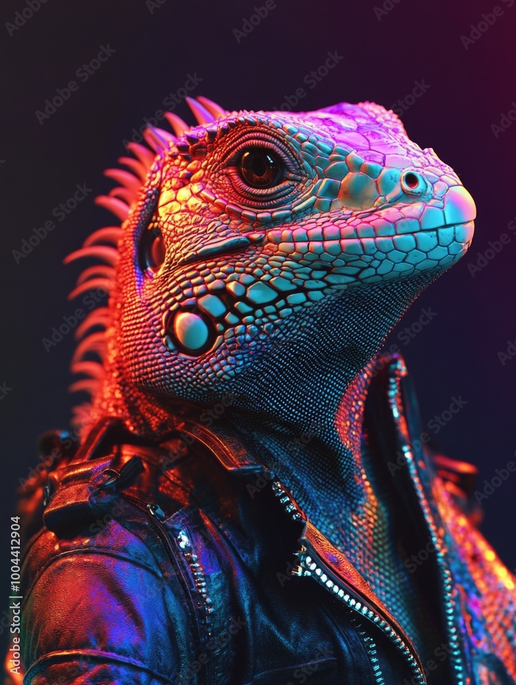 Fototapeta premium Lizard in Leather Jacket