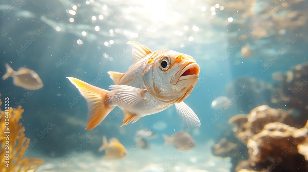 Bright underwater image of a shoal of vibrant mackerel swimming together, underwater mackerel, marine wildlife Bright underwater image of a shoal of vibrant mackerel swimming together, underwater mackerel, marine wildlife
