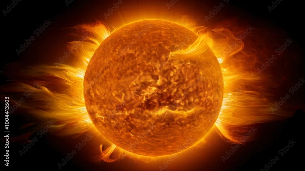 Sun with solar flares