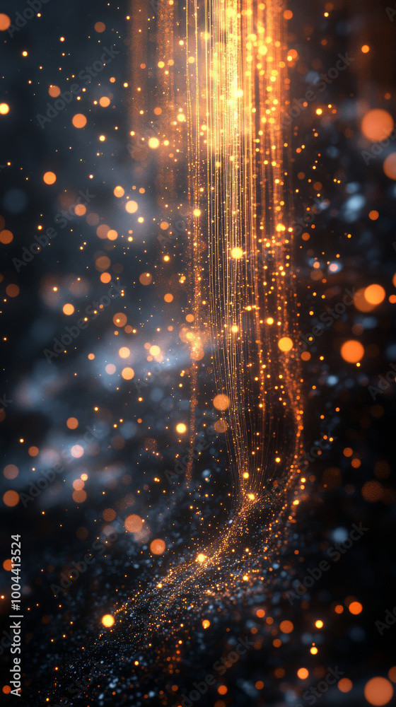 Obraz premium Abstract background with glowing golden particles.