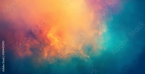 Abstract Hazy Gradient Background with Blue and Orange Colors