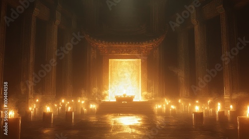 Enigmatic Ancient Chinese Altar with Flickering Candles: Spirits of the Past Revealing Secrets