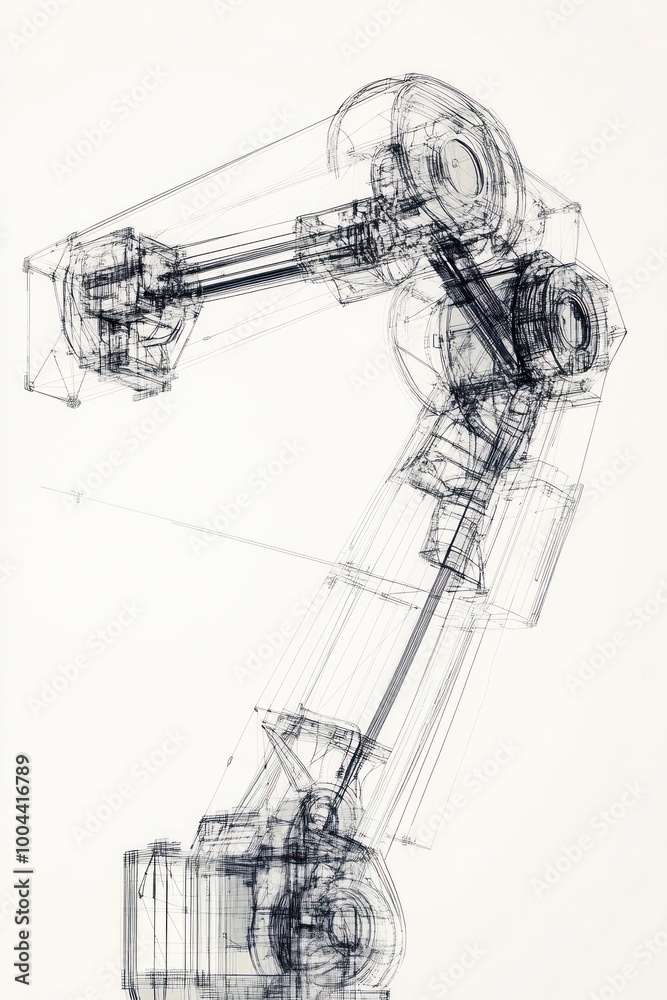 Obraz premium Dynamic wireframe of a futuristic robotic limb.