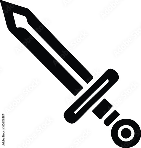 Swords in flat style and silhouettes isolated on white background. Icon set of ancient swords. Vector illustration. Medieval swords. Japanese sword katana. Military sword ancient weapon design
