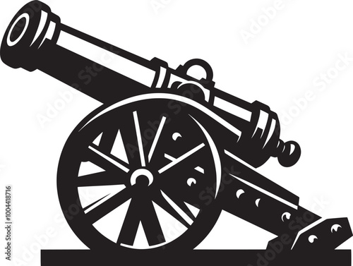 Old War Cannon silhouette vector illustration isolated on a white background