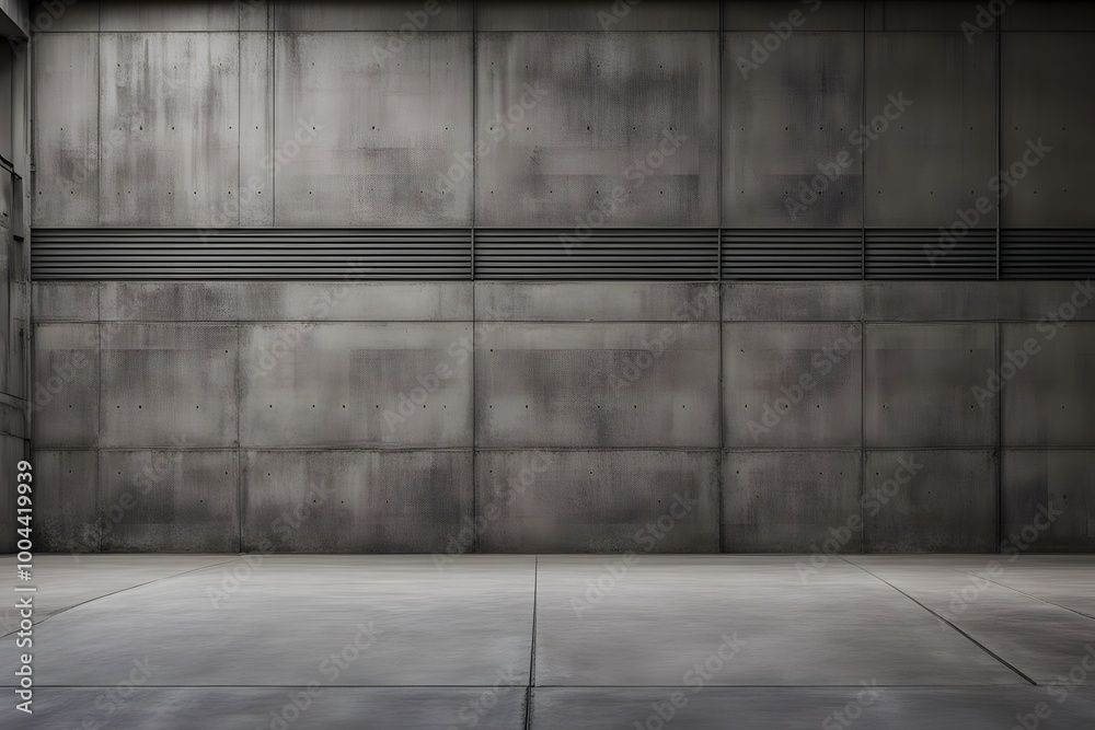 Textured concrete wall with a sharp black line dividing it from the floor, AI Generated Textured concrete wall with a sharp black line dividing it from the floor, AI Generated