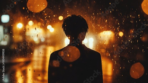 Silhouette in the Rain: A Glimpse of Solitude and Reflection