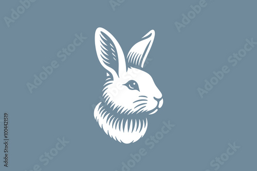 Rabbit, hare logo. Head, portrait. Vector illustration, icon