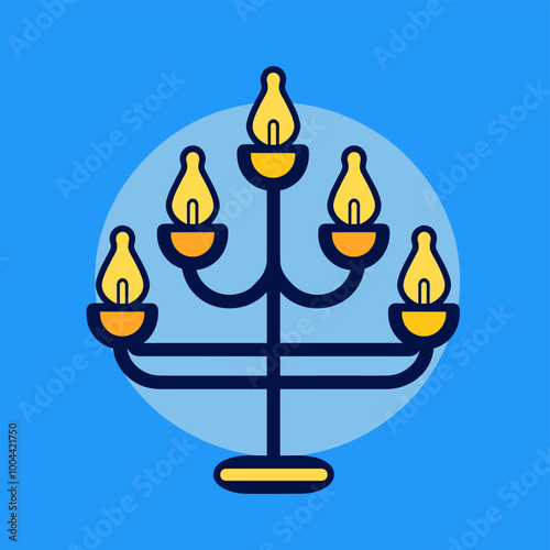Hanukkah candelabrum icon. Vector illustration.