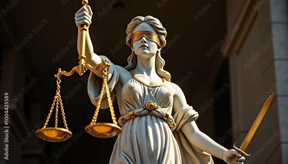 Statue of Lady Justice, Symbol of Law and Justice, Goddess Themis, Fairness and Legal Concepts