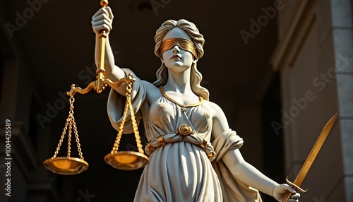 Obraz na płótnie Statue of Lady Justice, Symbol of Law and Justice, Goddess Themis, Fairness and Legal Concepts w salonie