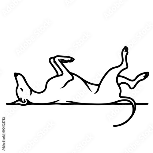 Outline Illustration of a Sighthound Dog Sleeping | Whippet, Greyhound, Italian Greyhound, Lurcher