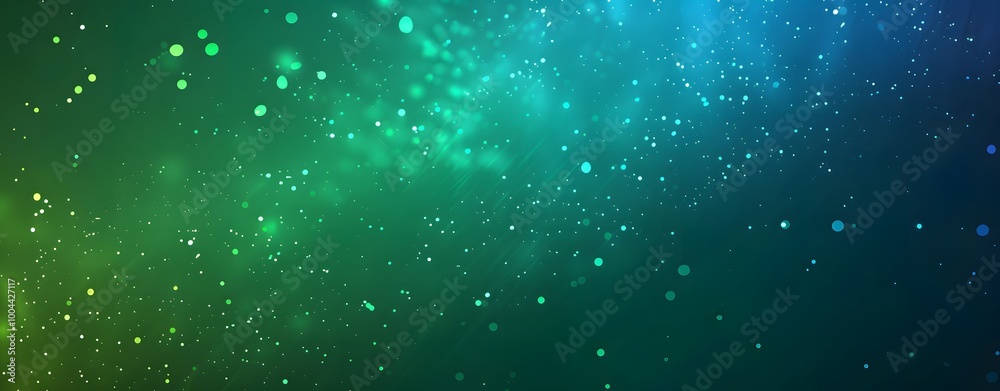Obraz premium Abstract Green Blue Gradient Background With Glowing Dots