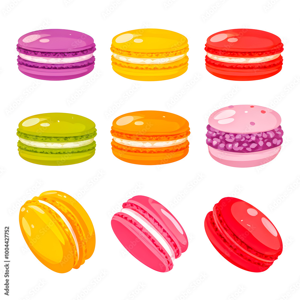 Fototapeta premium Illustration of macarons on white background.