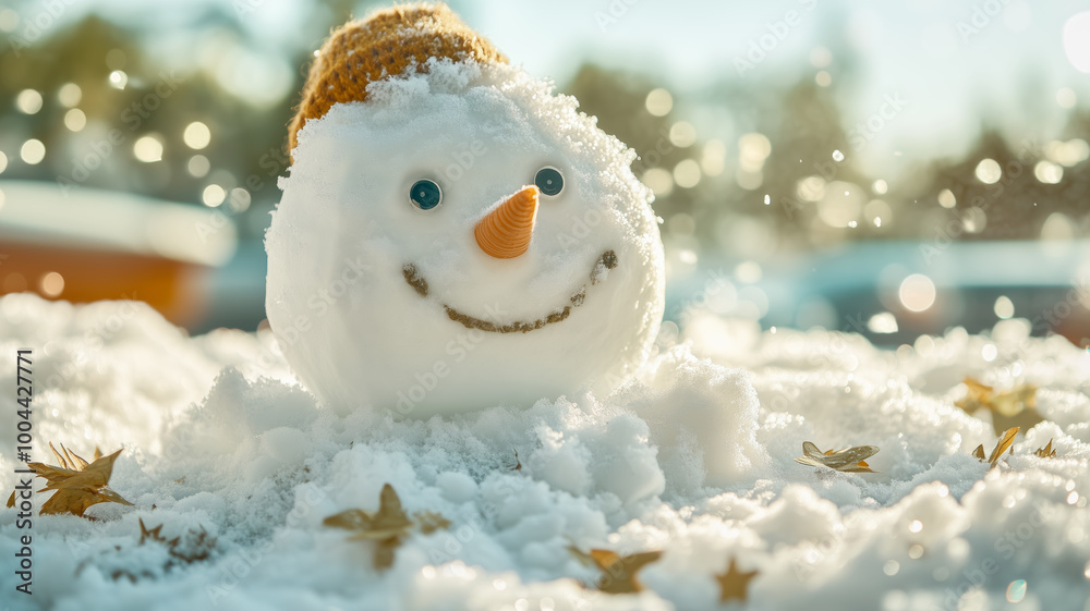 Obraz premium Cheerful snowman in a winter wonderland setting