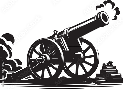 Wallpaper Mural Old War Cannon silhouette vector illustration isolated on a white background Torontodigital.ca
