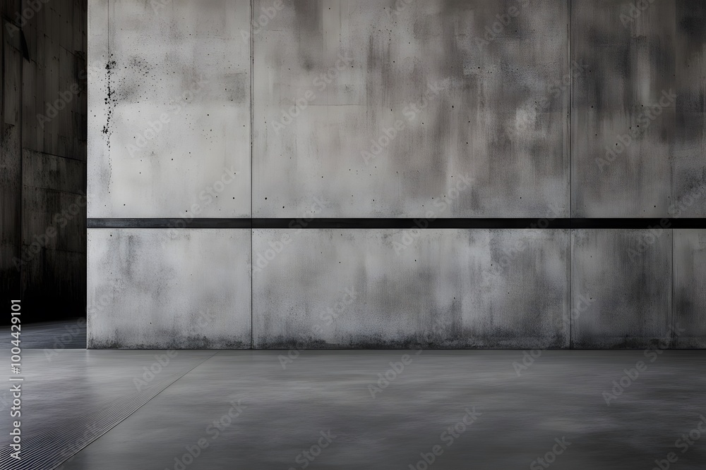Textured concrete wall with a sharp black line dividing it from the floor, AI Generated Textured concrete wall with a sharp black line dividing it from the floor, AI Generated