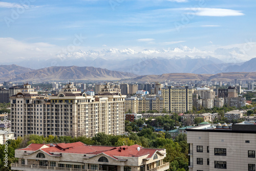 Fototapeta Naklejka Na Ścianę i Meble -  view of the city of Bishkek and the Ala Too mountain range, Kyrgyzstan