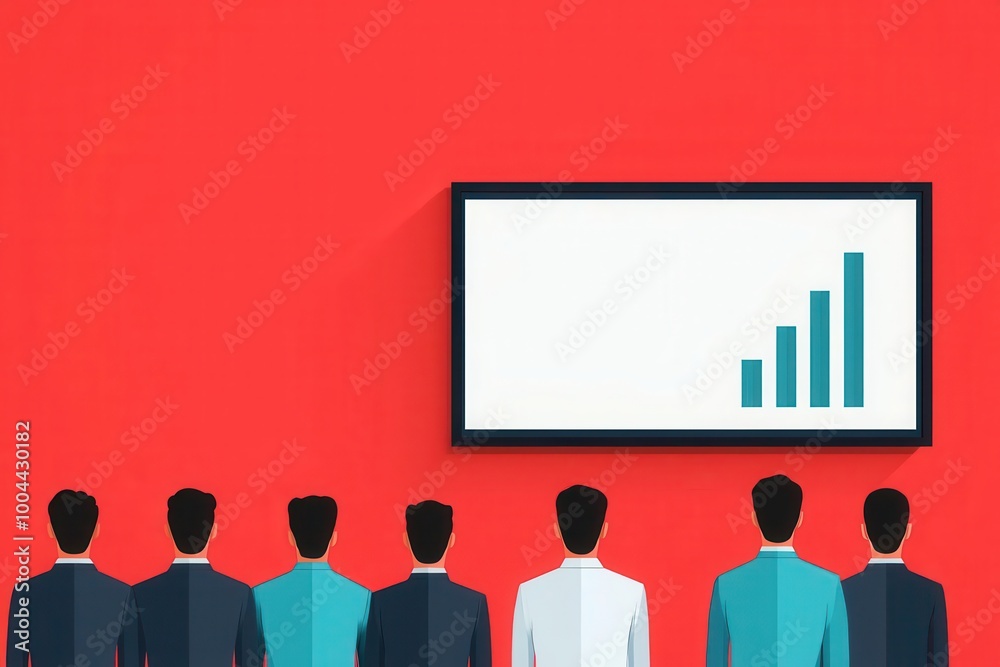 Obraz premium Business growth meeting with focus on profitability and scaling, flat design illustration