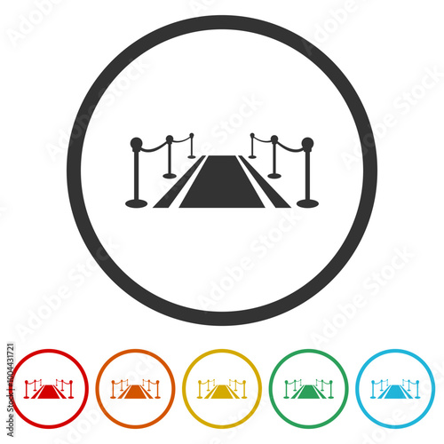 Carpet icon. Set icons in color circle buttons
