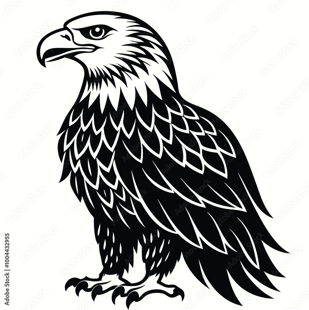 Fototapeta premium Eagle silhouette vector isolated on white background