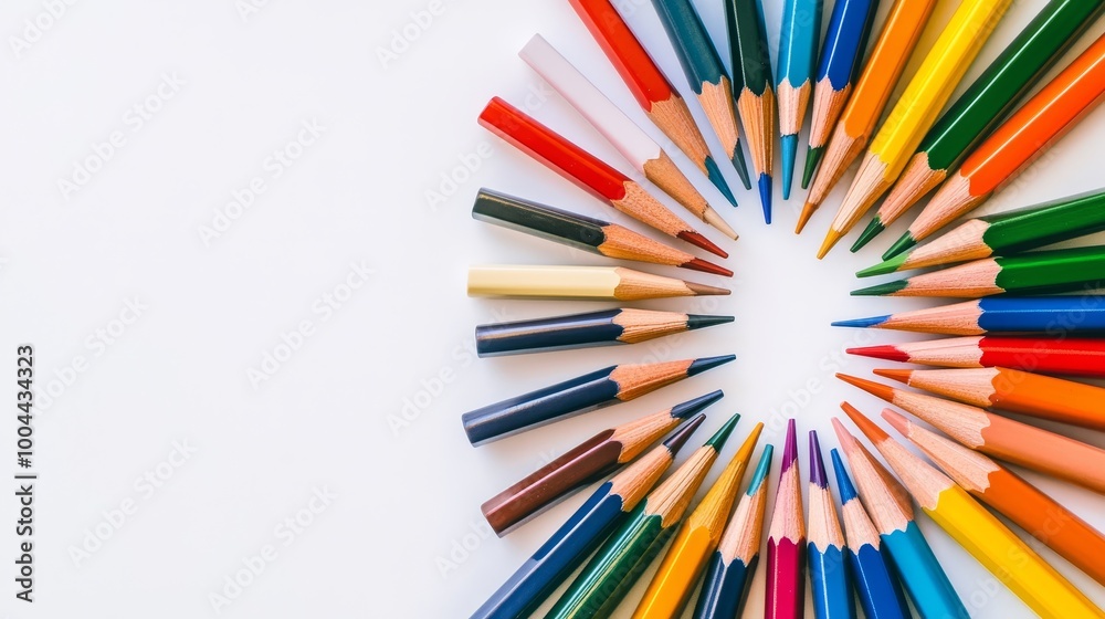 Colorful Pencils Arranged in a Circular Pattern Colorful Pencils Arranged in a Circular Pattern