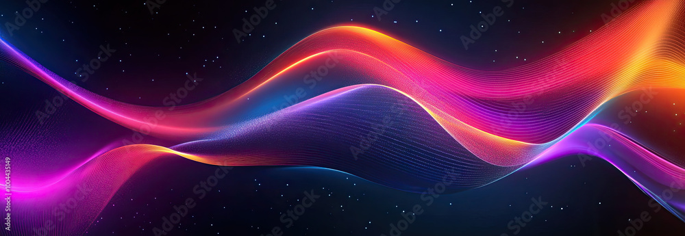 Ethereal abstract waves blend in starry night setting Ethereal abstract waves blend in starry night setting