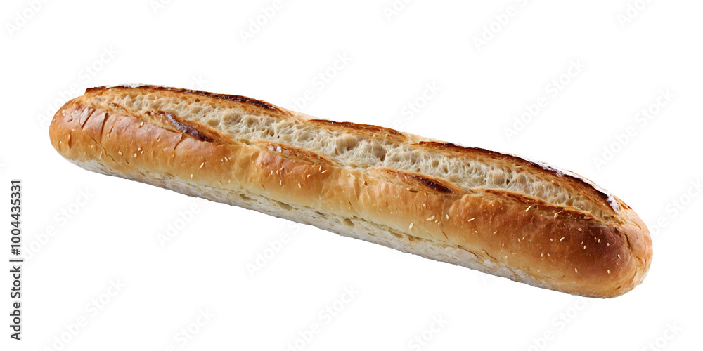 A Long French Baguette Isolated on Transparent Background A Long French Baguette Isolated on Transparent Background