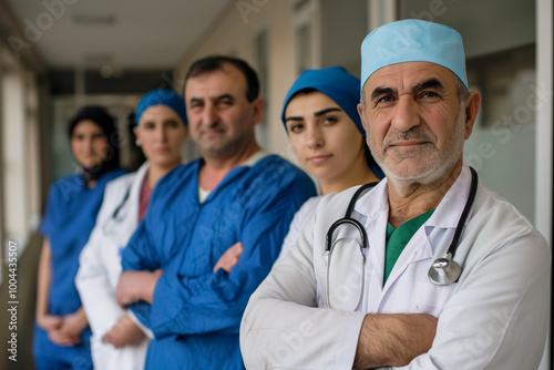 Photography of Armenia team of professional workers in a modern hospital. 