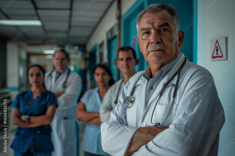 Photography of Uruguay team of professional workers in a modern hospital. Photography of Uruguay team of professional workers in a modern hospital.