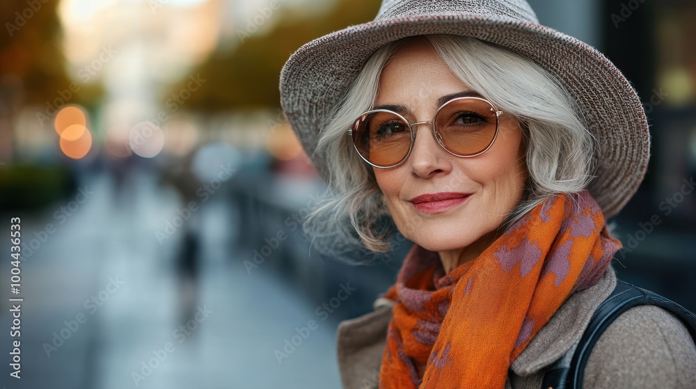 Stylish Older Women with Hats and Scarves on Street Stylish Older Women with Hats and Scarves on Street
