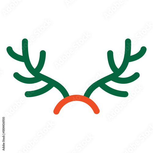Deer antlers headband, an element of Christmas festive costume, reindeer horns. Vector illustration isolated on white background, hand drawn, flat design