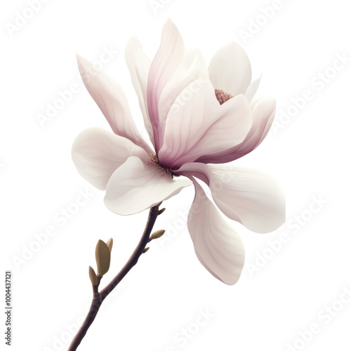 Lotus: A delicate lotus flower on a stem. png, transparent background.