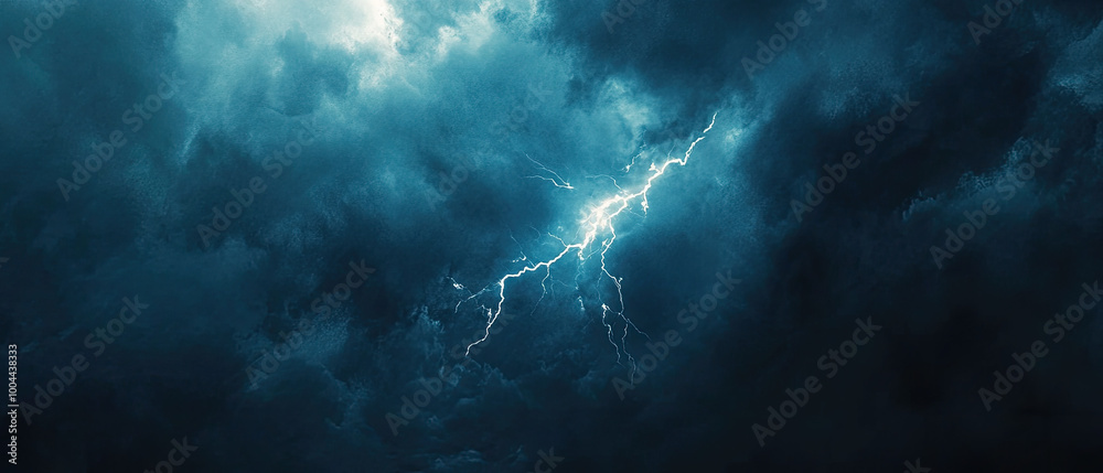 Electric storm illuminates sky with web of white lightning