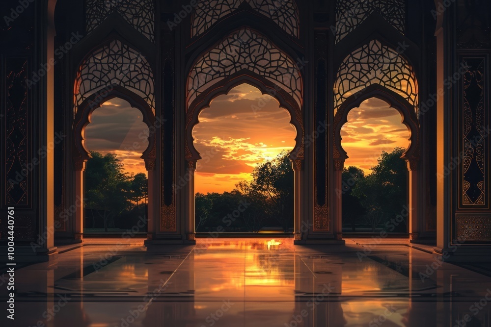 Fototapeta premium Ramadan-themed designs arch architecture building.
