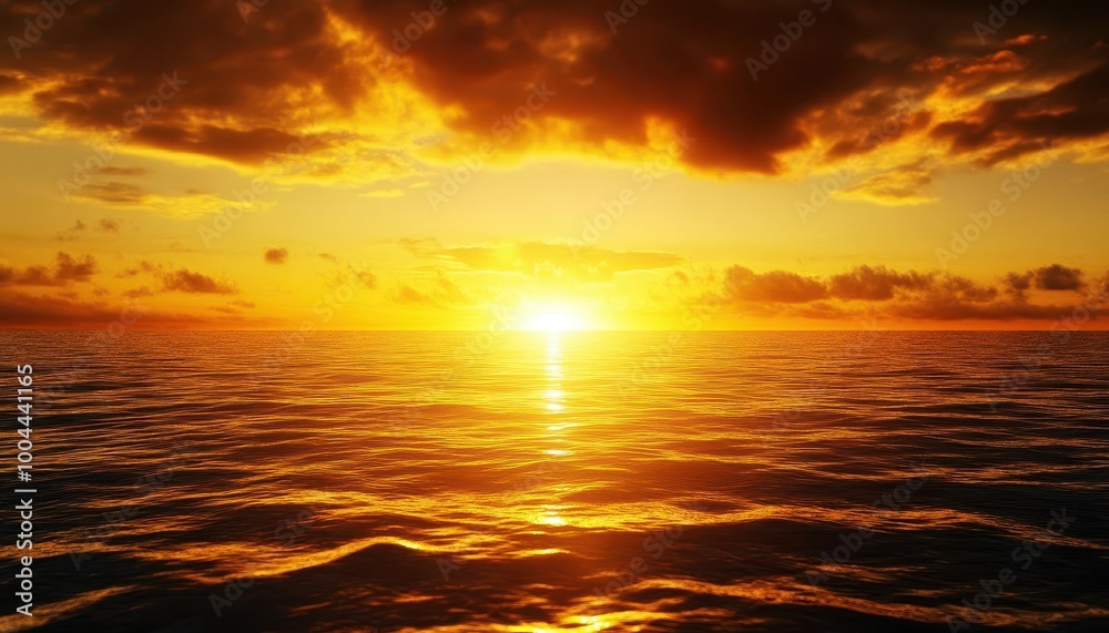 Golden Sunset Over Rippling Ocean Waters Golden Sunset Over Rippling Ocean Waters