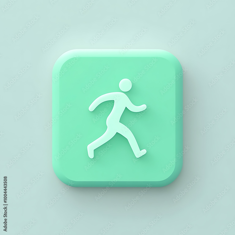 Small icon in a light green color palette, representing a sports button in a mobile app interface for athletic features.
