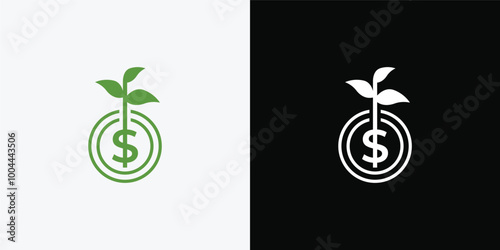Dollar sprout, Funding logo, Growing money symbol vector illustration