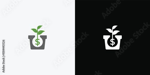 Dollar sprout, Funding logo, Growing money symbol vector illustration