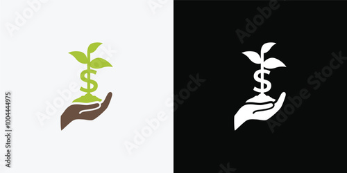 Dollar sprout, Funding logo, Growing money symbol vector illustration