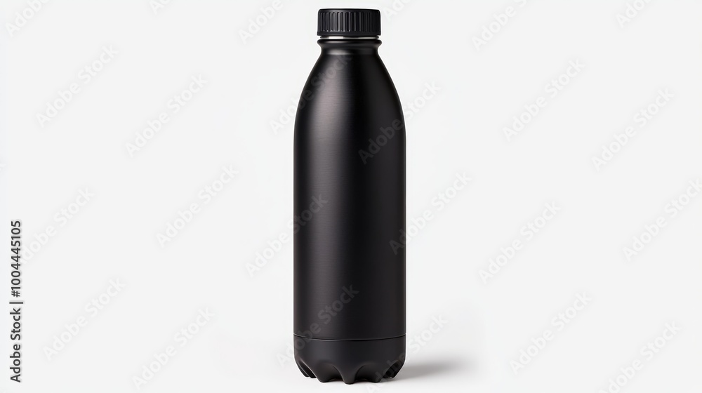 Black plastic bottle on a white isolated background. Black plastic bottle on a white isolated background.